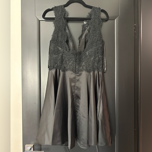 Alyce Paris - 4126 Eyelash Trim Lace and Satin Cocktail Dress - Picture 3 of 4